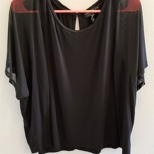 Black open back w/ see through sleeve top